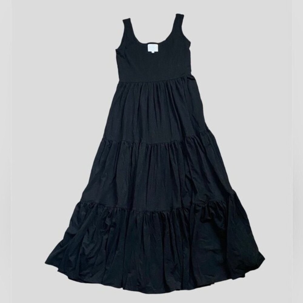 Jewel Box Tiered - Black, Metallic-Silver Maxi Dress – Women’s Size Small